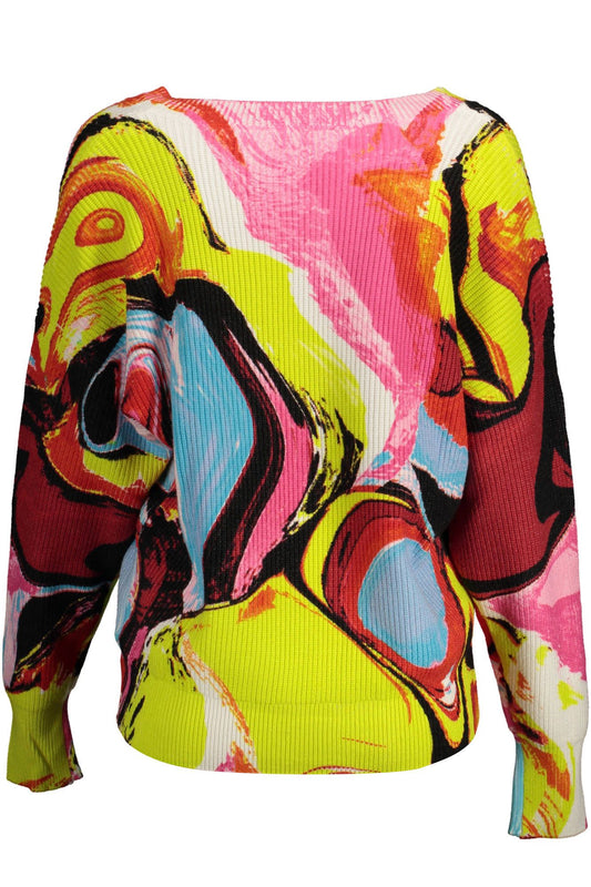 Desigual Chic Pink V-Neck Shirt with Contrasting Accents