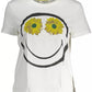 Desigual Chic White Printed Cotton Tee with Logo