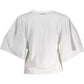 Desigual Chic White Embroidered Logo Tee with Wide Sleeves