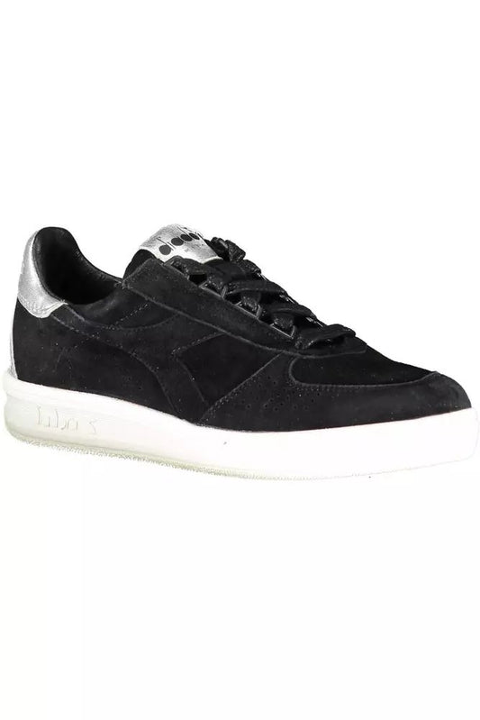 Diadora Elegant Black Leather Sneakers with Lace Details