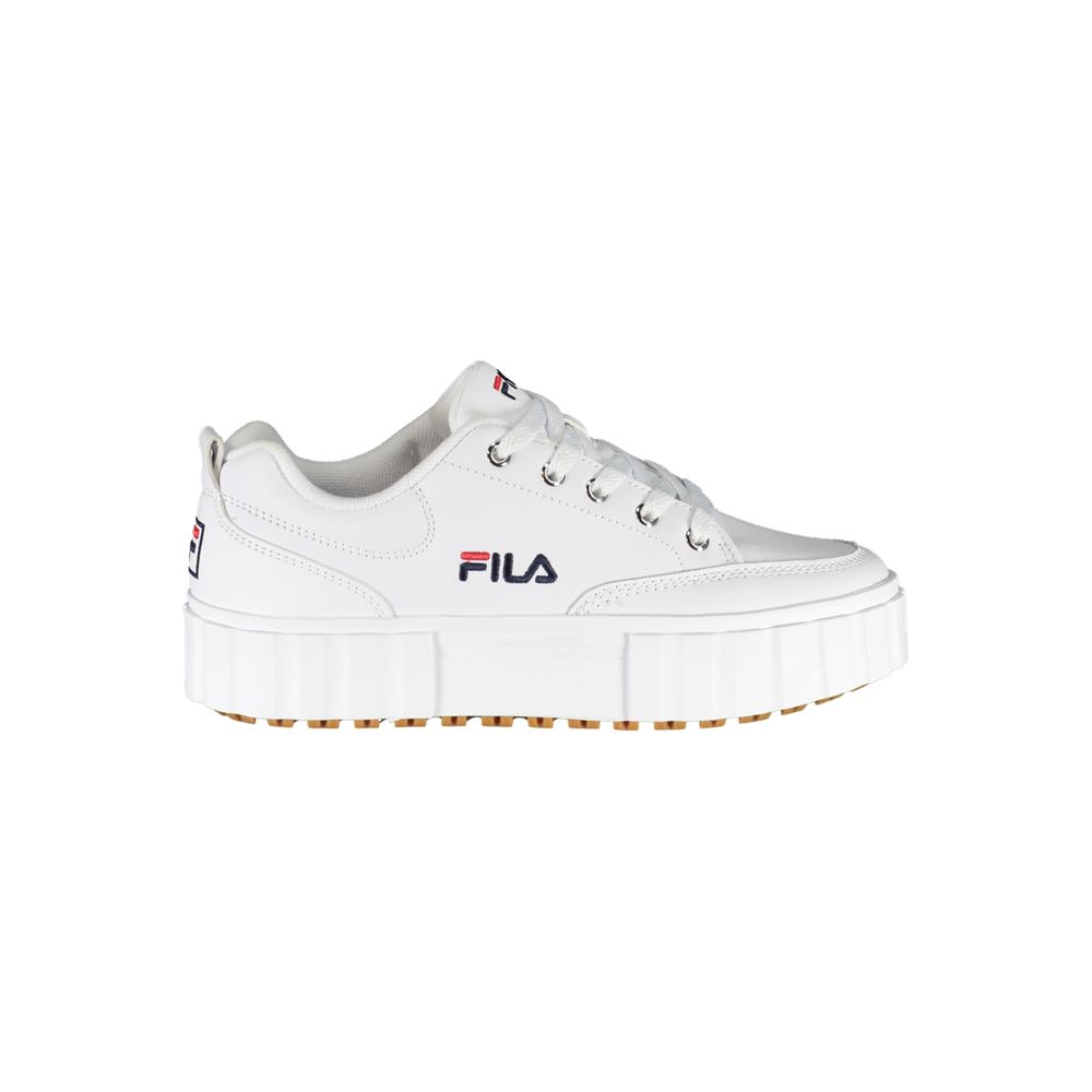 Fila Chic White Wedge Sneakers with Embroidered Detail