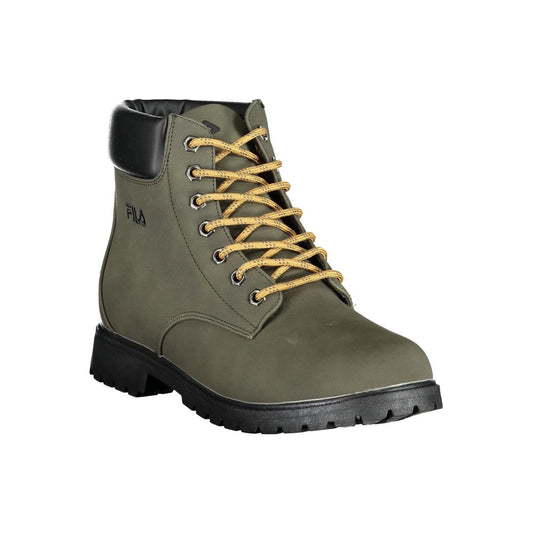 Fila Chic Green Laced Boots with Contrast Embroidery