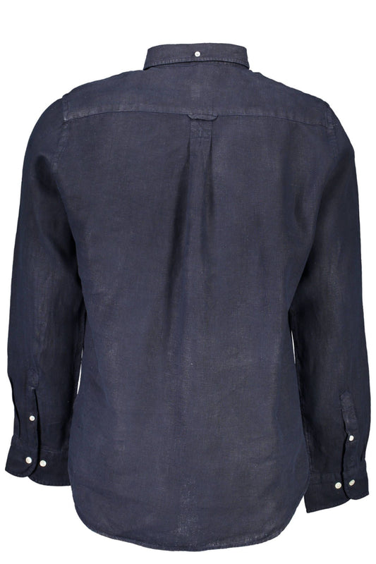 Gant Elegant Linen Short Sleeve Shirt in Blue