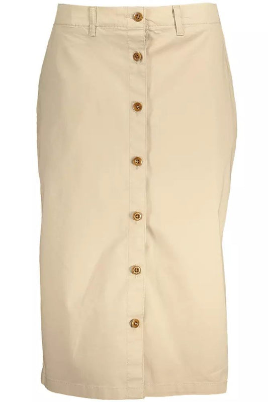 Gant Chic Beige Longuette Skirt with Classic Button Detail