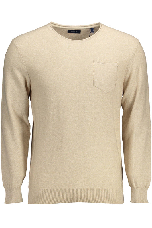 Gant Elegant Beige Crew-Neck Sweater with Embroidery