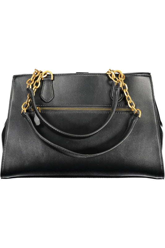 Guess Jeans Chic Black Polyurethane Satchel with Contrasting Details