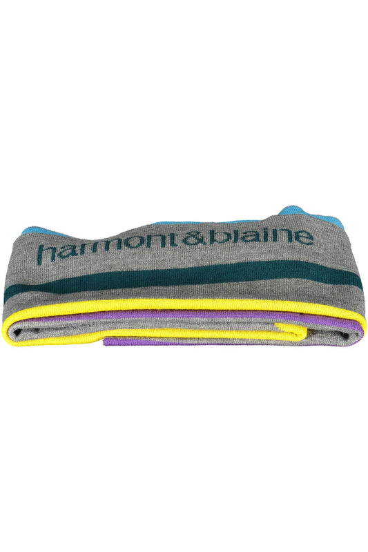 Harmont & Blaine Classy Gray Wool-Blend Scarf with Embroidery