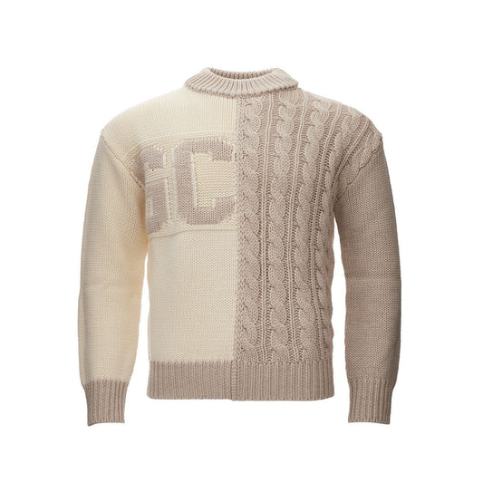 GCDS Beige Wool Cozy Statement Sweater