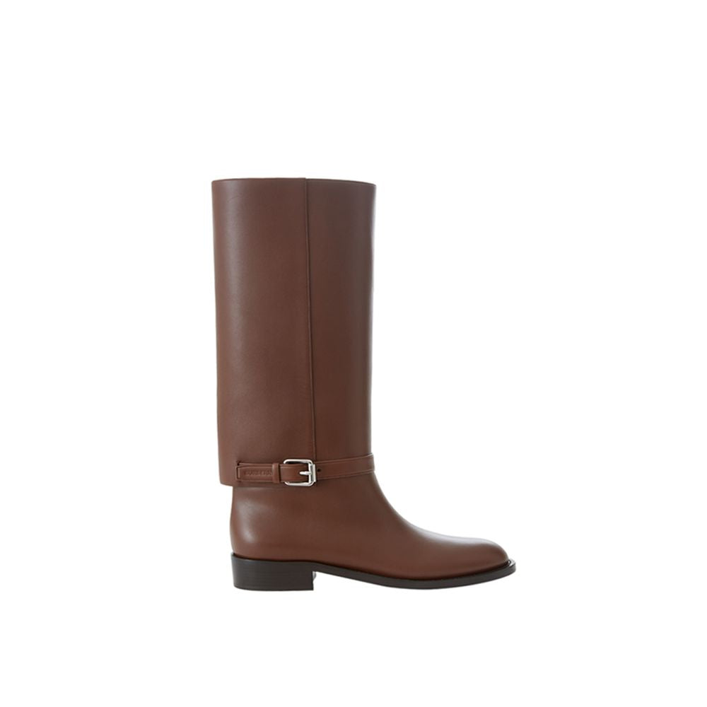 Burberry Elegant Leather Boots in Rich Brown