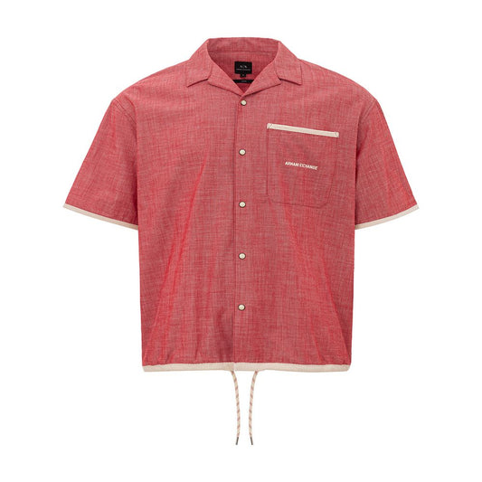 Armani Exchange Sleek Crimson Cotton Shirt for Men
