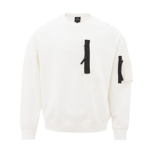 Armani Exchange Sleek White Cotton Sweater for Men