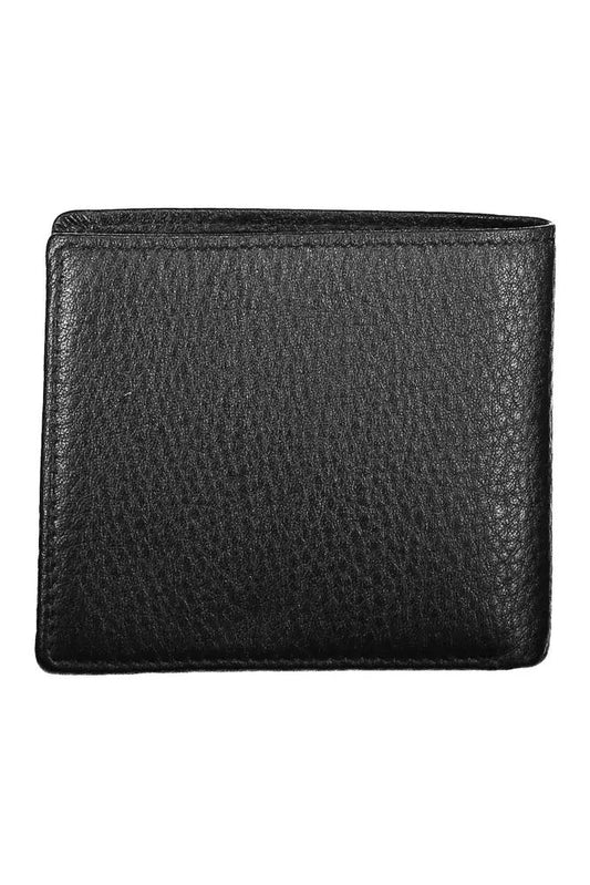 La Martina Sophisticated Black Leather Dual Compartment Wallet
