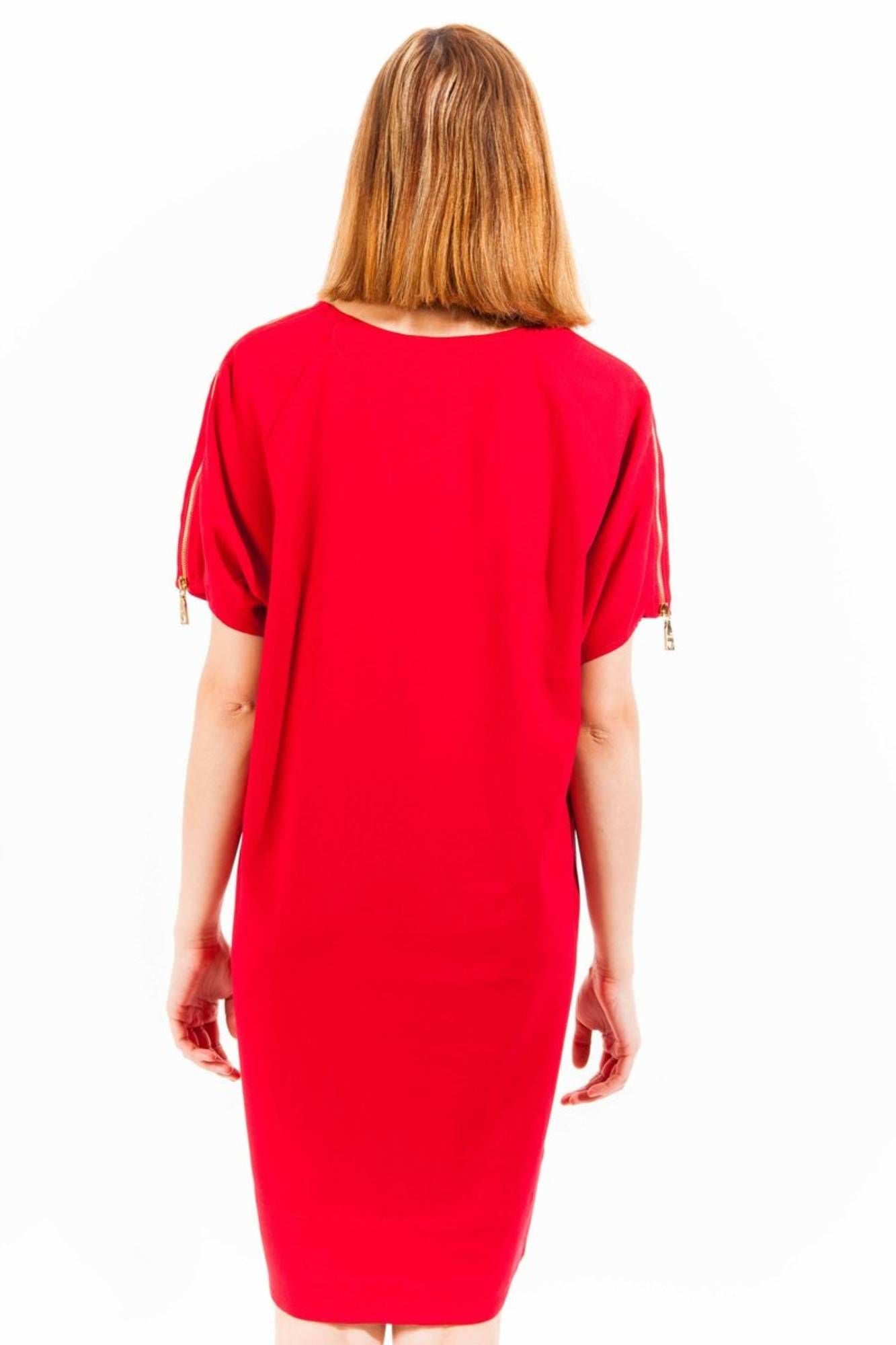 Love Moschino Elegant Red Wool Dress with Logo Detail