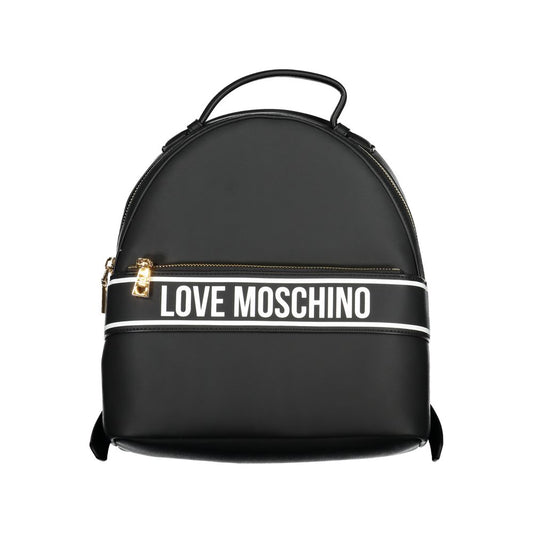 Love Moschino Chic Black Designer Backpack with Print Detail