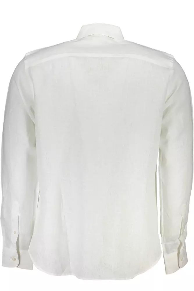 North Sails Elegant White Linen Long-Sleeved Shirt