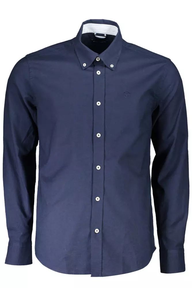 North Sails Classic Blue Cotton Shirt with Embroidered Logo
