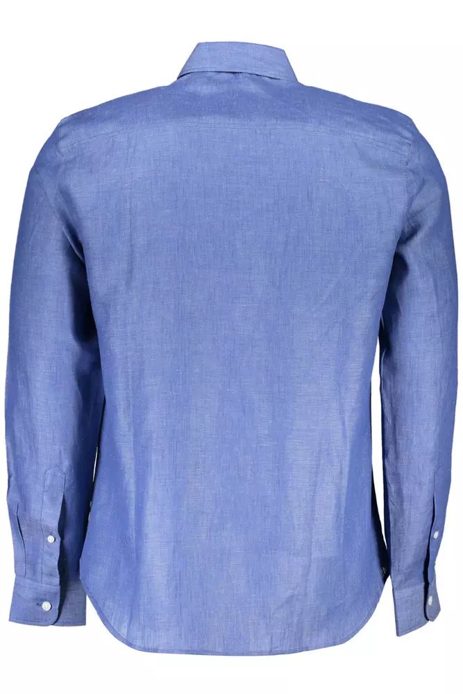 North Sails Elegant Blue Linen Long-Sleeve Shirt