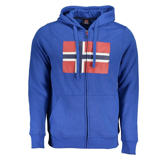 Norway 1963 Blue Hooded Fleece Sweatshirt with Central Pockets