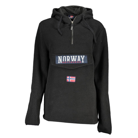Norway 1963 Elegant Black Half Zip Hooded Sweatshirt
