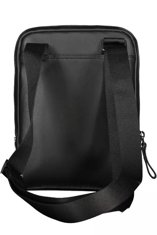 Piquadro Sleek Black Leather Shoulder Bag with Contrasting Details