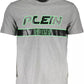 Plein Sport Sleek Gray Cotton Crew Neck Tee with Logo Print