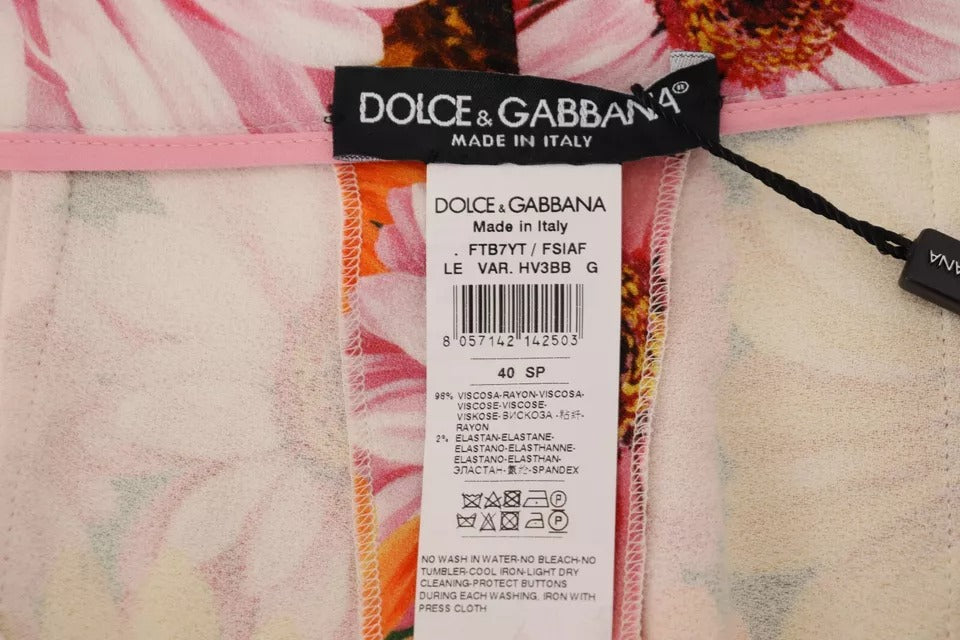 Dolce & Gabbana Multicolor Floral High Waist Cropped Pants