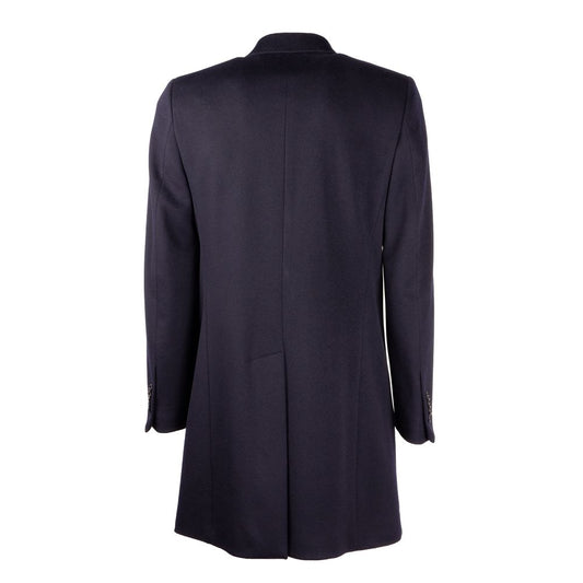 Made in Italy Elegant Dark Blue Wool Men's Coat