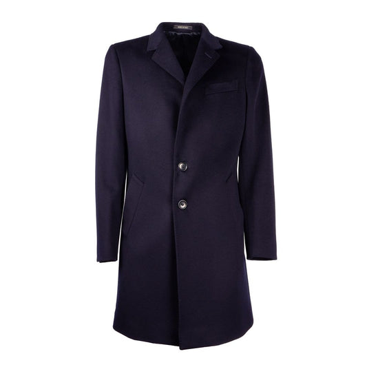 Made in Italy Elegant Dark Blue Wool Men's Coat