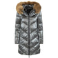 Imperfect Elegant Long Down Jacket with Eco-Fur Hood