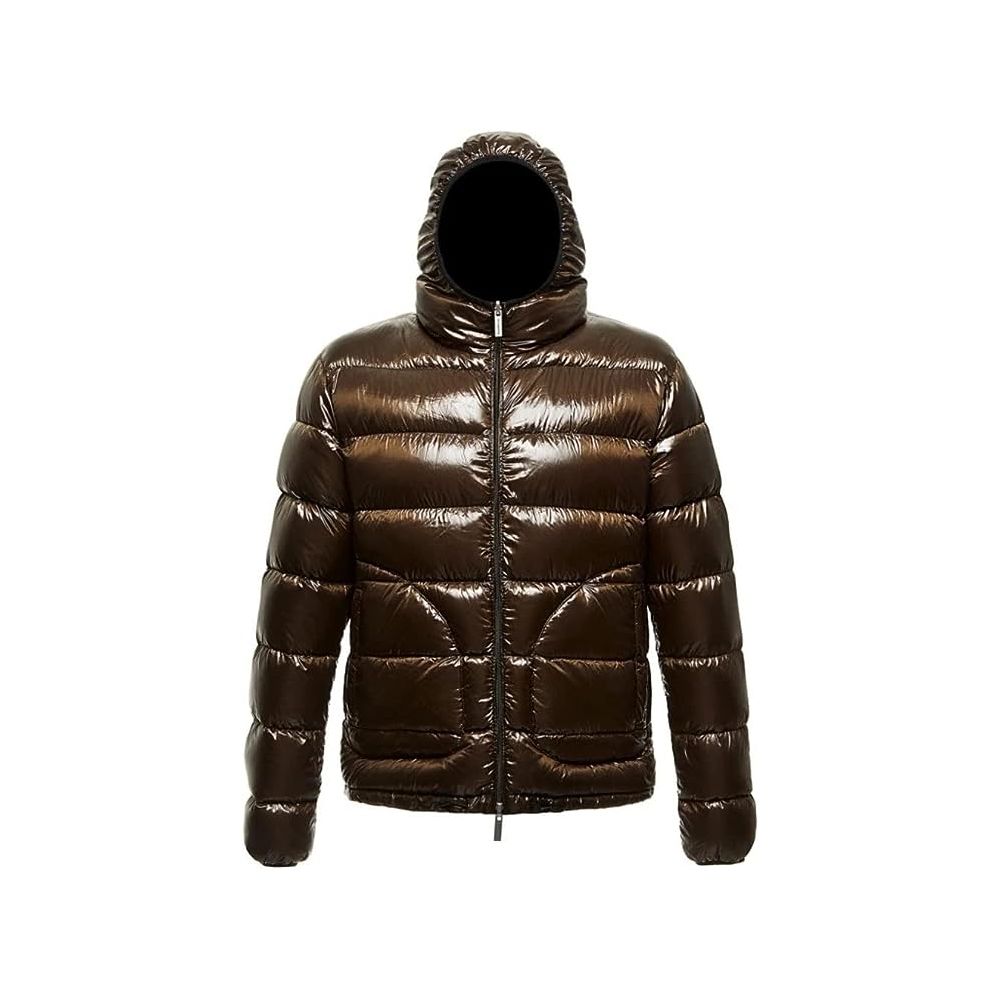 Centogrammi Reversible Hooded Down Jacket in Brown and Black