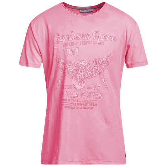 Yes Zee Chic Pink Cotton Tee with Front Print