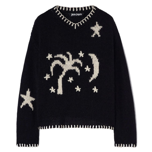 Palm Angels Nightsky Embroidered Wool Sweater