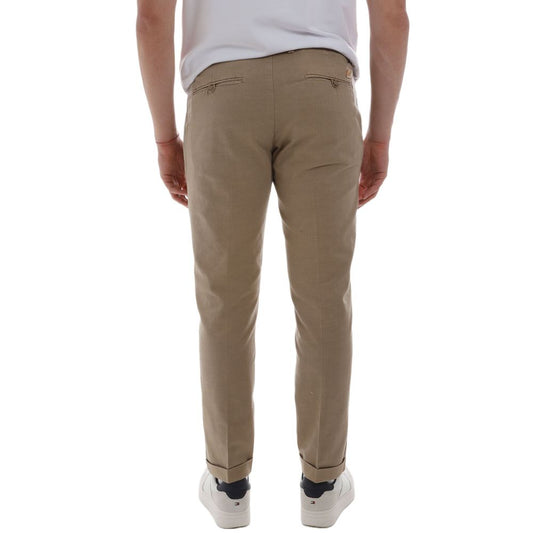 Yes Zee Chic Cotton Chino Trousers in Earthy Brown