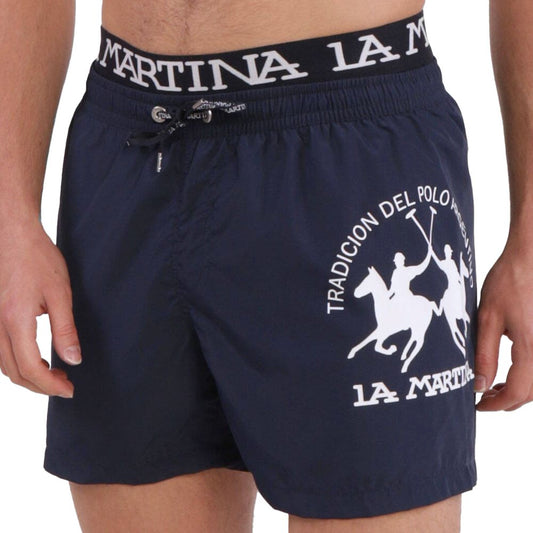 La Martina Sleek Blue Men's Boxer Swim Shorts