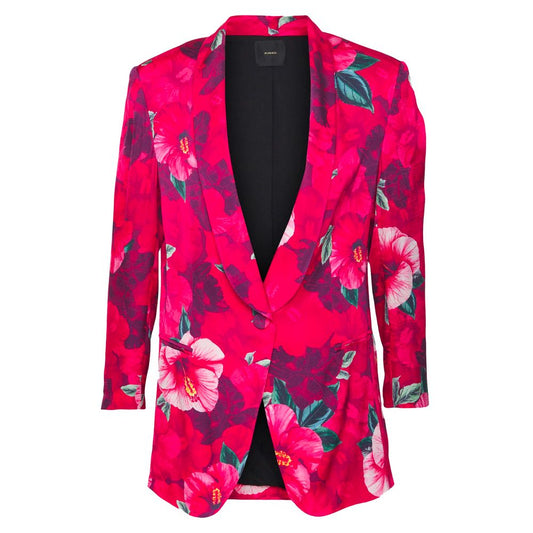 PINKO Elegant Fuchsia Floral One-Button Jacket