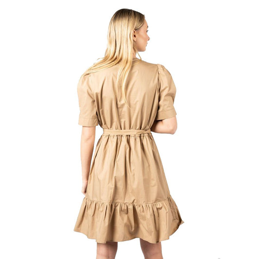 PINKO Elegant Short-Sleeve Cotton Dress with Belt