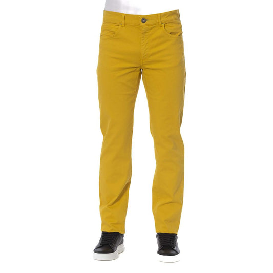 Trussardi Jeans Elegant Cotton Blend Yellow Trousers