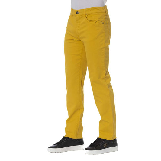 Trussardi Jeans Elegant Cotton Blend Yellow Trousers