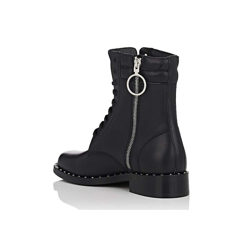 Off-White Studded Calfskin Lace-Up Ankle Boots
