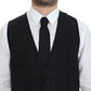 Dolce & Gabbana Elegant Gray Striped Wool Dress Vest