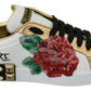 Dolce & Gabbana Elegant Sequined Floral Leather Sneakers