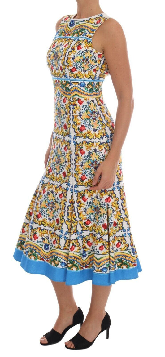 Dolce & Gabbana Majolica Print Midi Sheath Dress