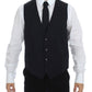 Dolce & Gabbana Elegant Gray Striped Wool-Silk Dress Vest
