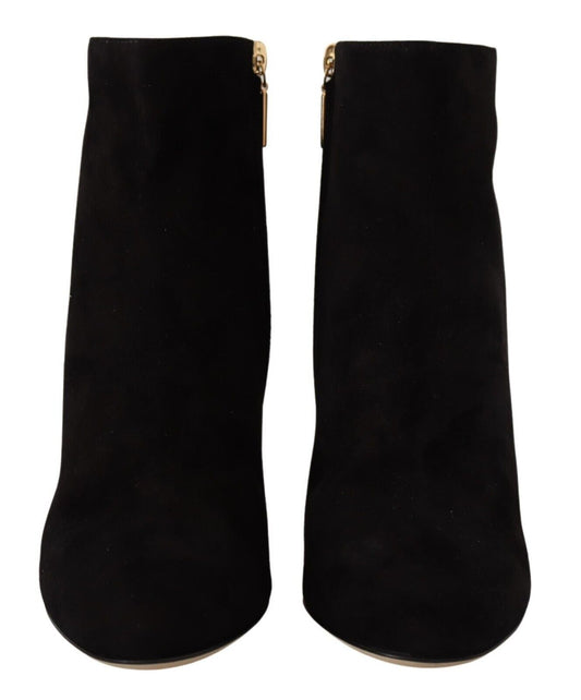Dolce & Gabbana Elegant Suede Ankle Boots with Crystal Embellishment