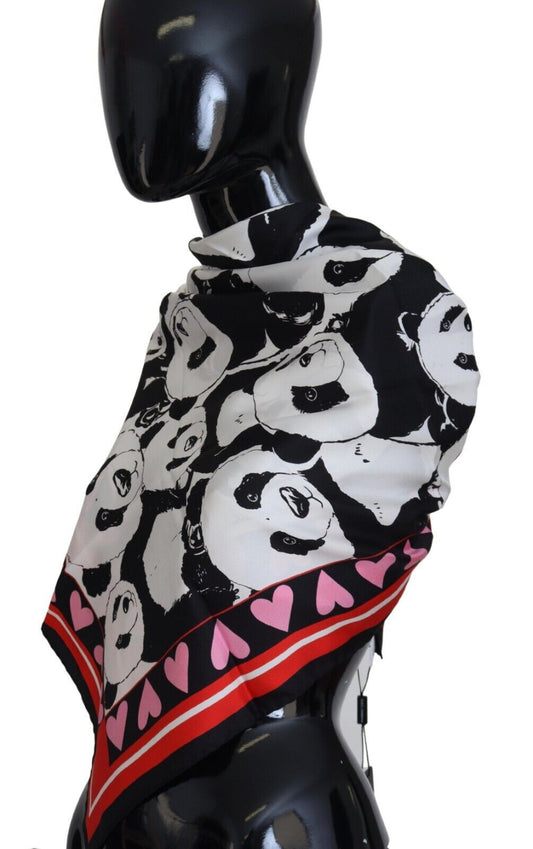 Dolce & Gabbana Elegant Panda Print Silk Scarf