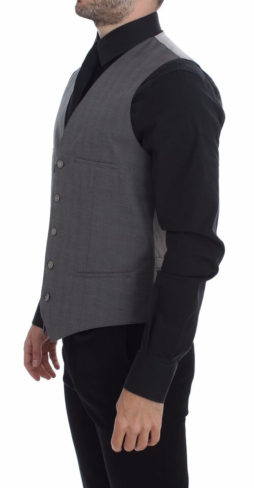 Dolce & Gabbana Elegant Gray Slim Fit Dress Vest