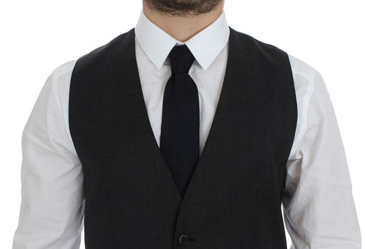 Dolce & Gabbana Elegant Gray Wool Formal Dress Vest
