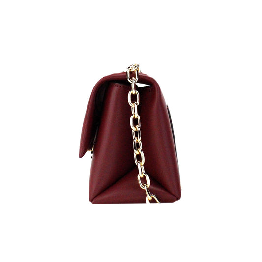 Michael Kors Cece Small Dark Cherry Vegan Leather Convertible Flap Crossbody Bag