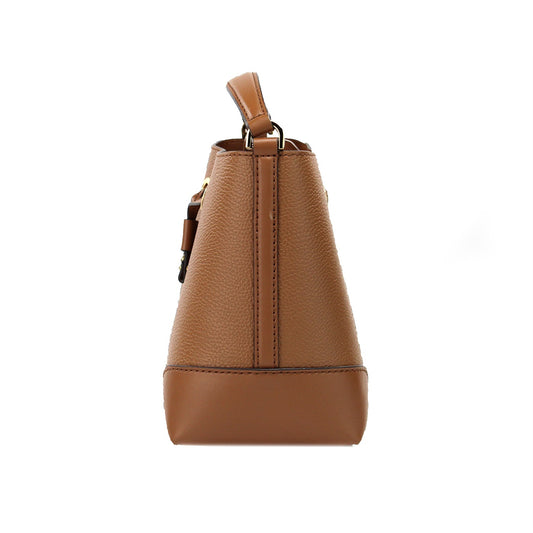 Michael Kors Mercer Small Luggage Pebbled Leather Bucket Crossbody Bag Purse