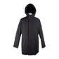 Refrigiwear Sleek Hooded Long Jacket with Zip and Button Closure